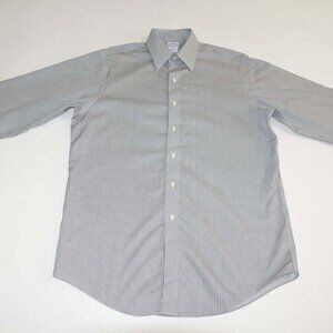 Brooks Brothers Men's Non Iron Dress Shirt 15.5 - 34 Dark Gray White Stripes